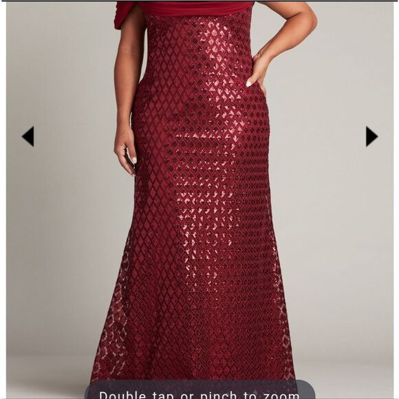 TADASHI SHOJI Sequin Lace Strapless Gown Pomegranate Dress Plus Size 20Q NWT - Picture 4 of 7